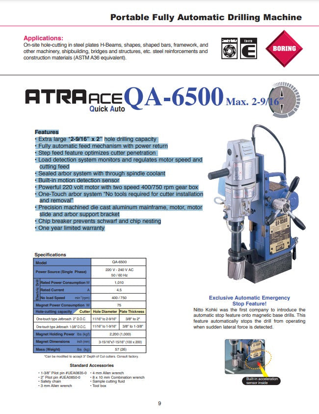 QA-6500 - 2 9/16" x 2" hole capacity www.studweldingstore.com