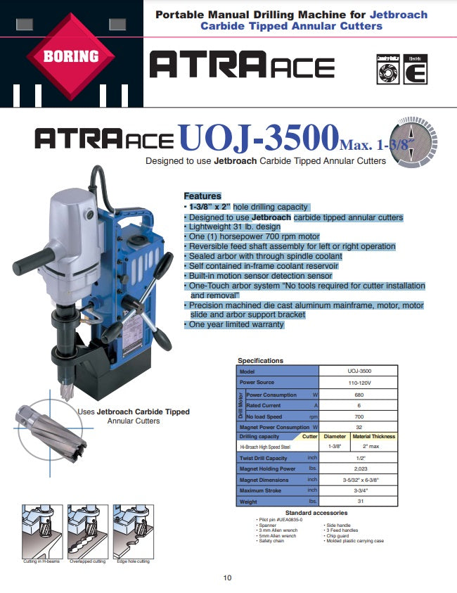 UOJ-3500 - 1 3/8" x 2" hole capacity www.studweldingstore.com