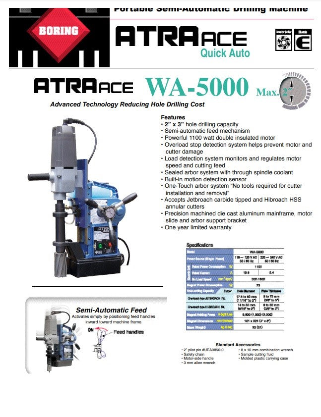 WA-5000 2" x 3" hole capacity Spec Sheet www.studweldingstore.com